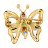 Butterfly Brooch with Blue, Red, Green, and Purple Stones 14k Yellow Gold