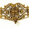 Vintage Brooch with Quartz Stones and Cultured Pearls 14k Yellow Gold