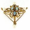 Brooch/Pendant with Opals and Pearls 14k Yellow Gold