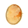 18k Gold Gibson Girl Shell Cameo Diamond 1830s Victorian Brooch Pin Pendant