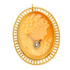14k Gold Gibson Girl Shell Cameo Diamond 1830s Victorian Brooch Pin Pendant