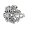 1.49CTW Diamond Floral Cluster Ring 14k White Gold Vintage Art Deco Estate