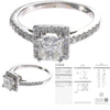 1.94CTW GIA Princess Cut Halo Diamond Engagement Ring 14k White Gold