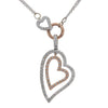 1.7CTW Diamond Double Large Open Heart Drop Pendant Necklace 14k White Rose Gold