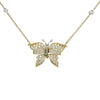 1.86ctw Diamond Station Butterfly Pendant Choker Necklace 14k Yellow Gold