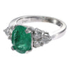 4.46CTW Oval Shape Natural Green Emerald Diamond Cocktail Ring 14k White Gold