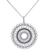 2.00CTW Diamond Large Medallion Pendant Necklace 18k White Gold Cable Link Chain