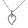 0.55CTW Diamond Open Heart Pendant Necklace 14k White Gold Brazilian Chain Link