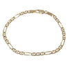 Womens Figaro Chain Link Bracelet Solid 14k Yellow Gold 4mm 7inches 5.2g