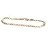 Womens Figaro Chain Link Bracelet Solid 14k Yellow Gold 4mm 7inches 5.2g