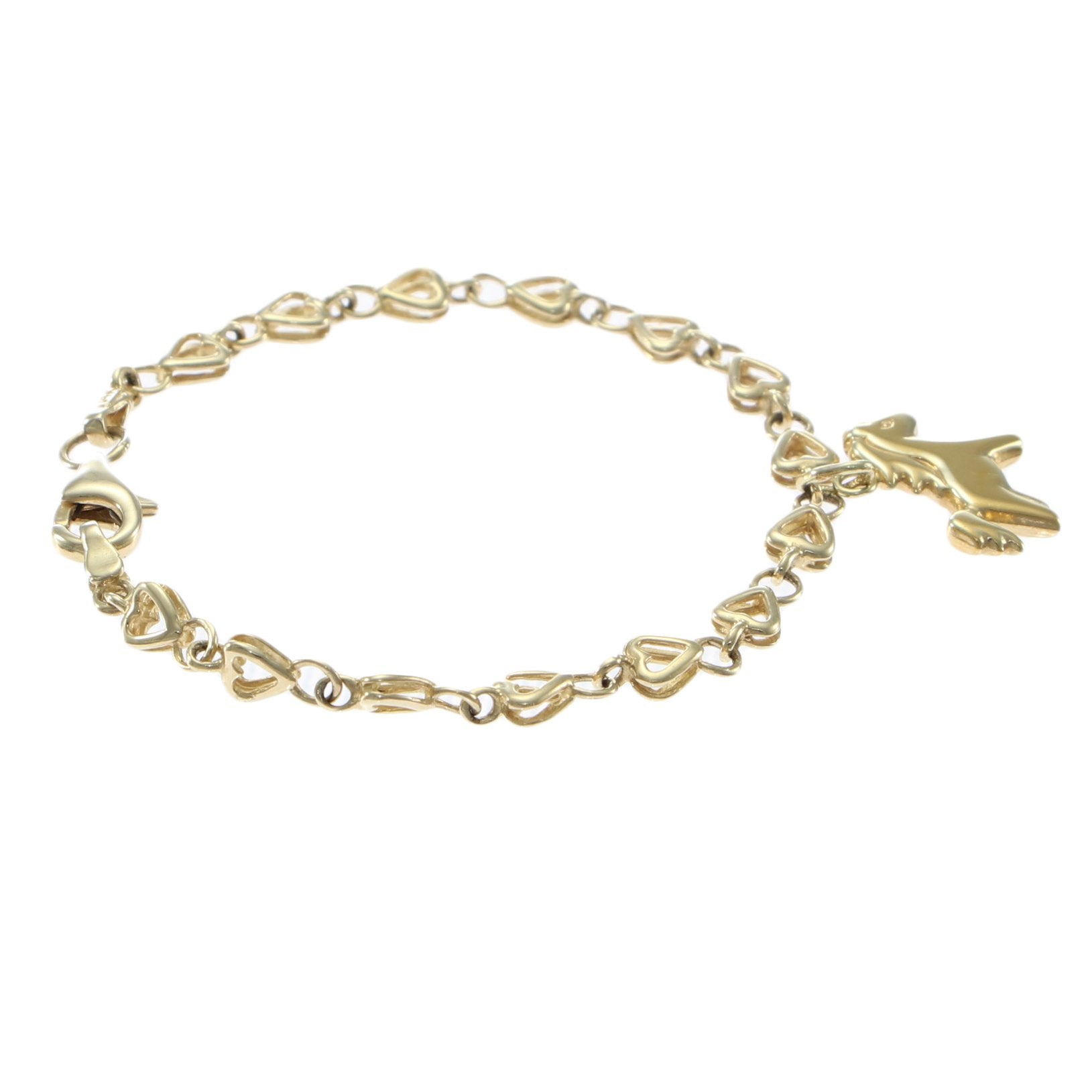 Mid Century 14k Yellow Gold Charm Bracelet - Ruby Lane