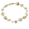 Womens Sea Fish Chain Link Bracelet Solid 14k Yellow Gold Dolphin Star Shell Fish