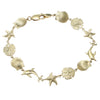Womens Dolphin Star Shell Sea Fish Chain Link Bracelet Solid 14k Yellow Gold