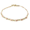 Heart Kisses XOXO Chain Link Bracelet Solid 14k Rose Yellow Gold 5mm 6inches 4.1g