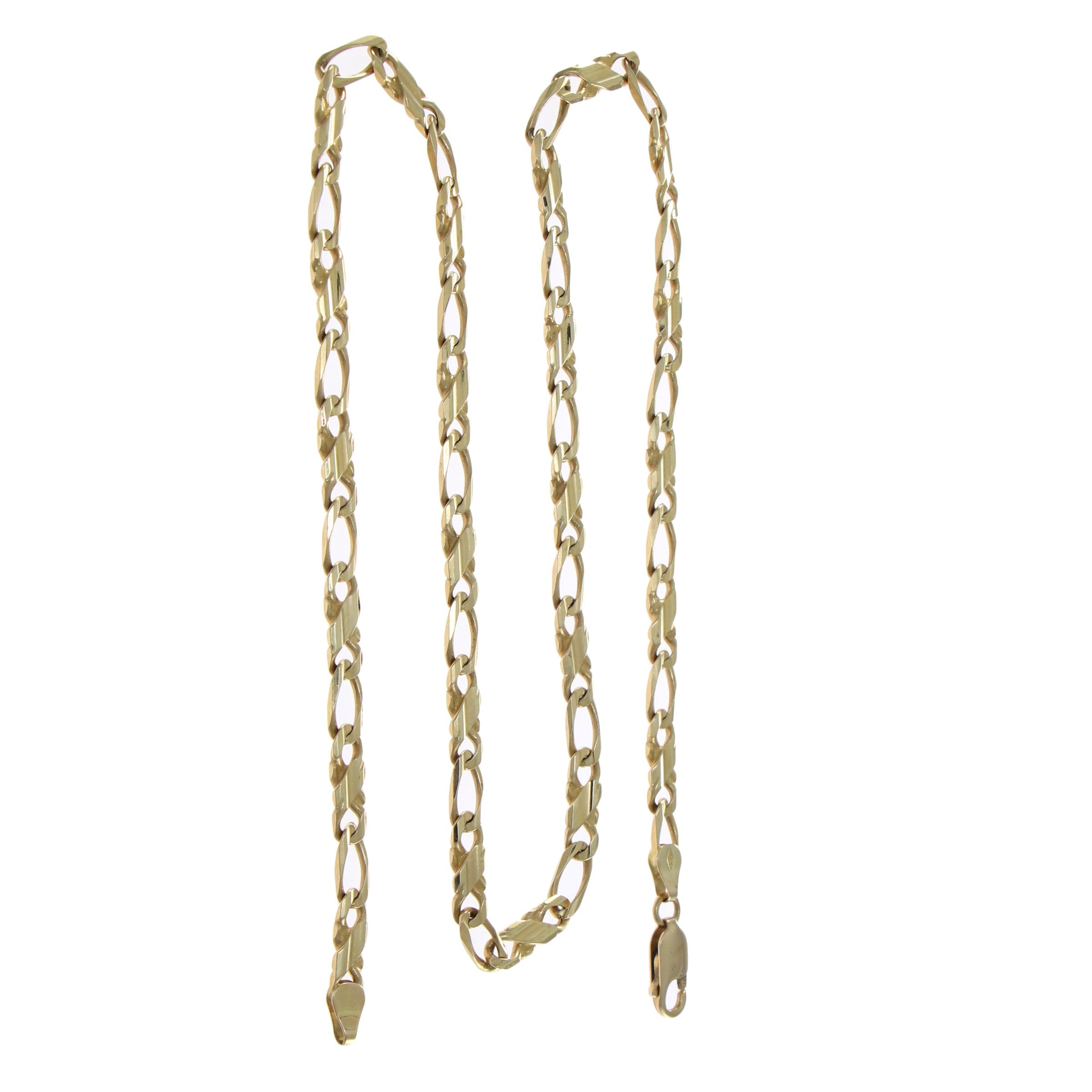 14K Large Link Open Figaro Chain, 14K Yellow