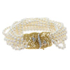 Womens Diamond 10strand 4mm Cultured Pearl Bracelet 18k Yellow Gold 0.50ctw G/SI1