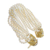 Womens Diamond 10strand 4mm Cultured Pearl Bracelet 18k Yellow Gold 0.50ctw G/SI1