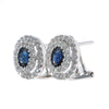 1.16CTW Sapphire Diamond Double Halo Clip Earrings 14k White Gold J-K/SI1-SI2