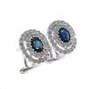 1.16CTW Sapphire Diamond Double Halo Clip Earrings 14k White Gold J-K/SI1-SI2