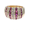 0.95CTW Ruby Diamond Ribbed Band Ring Solid 14k Yellow Gold Womens Vintage Estat