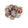 0.65CTW 1890s Antique Victorian Diamond Ruby Flower Cocktail Ring 14k Rose Gold