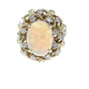 Fire Opal Diamond Cocktail Ring Solid 14k Yellow Gold Womens Vintage Estate