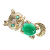 Chrysoprase Emerald Whimsical Cat Brooch Pin Solid 14k Yellow Gold 3.00g