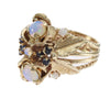 Honey Bee Nector Fire Opal Sapphire Cocktail Ring 14k Yellow Gold Vintage Estate US5.25