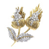 4.50CTW Diamond Cluster Large Lily Flower Brooch Pin Solid 18k Yellow Gold