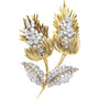 4.50CTW Diamond Cluster Large Lily Flower Brooch Pin Solid 18k Yellow Gold