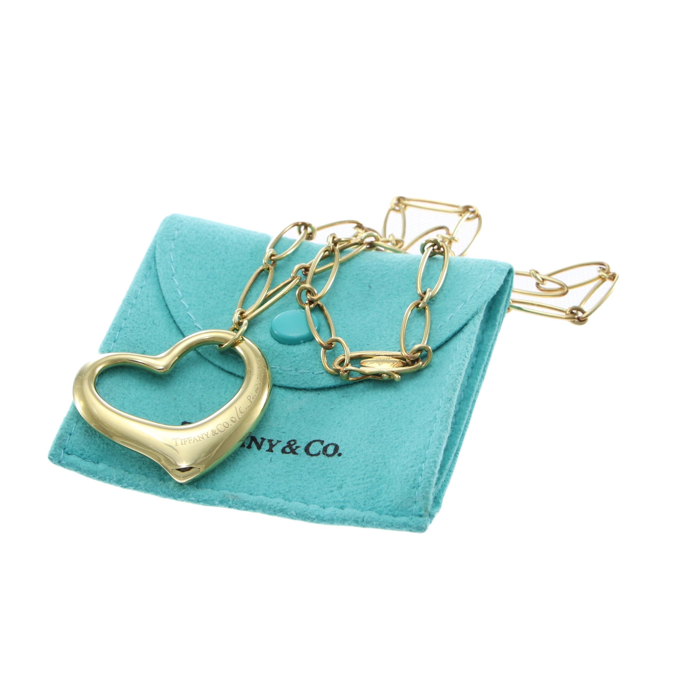 Tiffany & Co. Elsa Peretti Large Open Heart Pendant Chain Necklace
