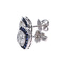 Vintage Art Deco Diamond Sapphire Halo Stud Earrings 18k White Gold 1.96CTW H/SI1