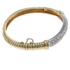 2.5CTW Diamond Ribbed Bangle Bracelet Solid 14k Yellow Gold 6.75inch 25.5g H/SI2