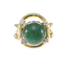 12mm Green Agate Diamond Cocktail Ring Solid 14k Yellow Gold Womens 6.00