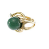 12mm Green Agate Diamond Cocktail Ring Solid 14k Yellow Gold Womens 6.00
