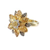 Pear Citrine Fancy Yellow Champagne Diamond Ring 14k Yellow Gold Flower Cocktail