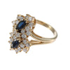 Diamond Marquise Sapphire Floral Cluster Ring 14k Yellow Gold Womens 6.25