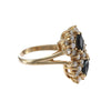 Diamond Marquise Sapphire Floral Cluster Ring 14k Yellow Gold Womens 6.25