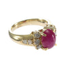 3.5ct Cabochon Ruby 1.24ct Diamond Cocktail Ring Solid 14k Yellow Gold 5.75