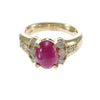 3.5ct Cabochon Ruby 1.24ct Diamond Cocktail Ring Solid 14k Yellow Gold 5.75