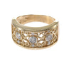 Diamond Floral Open Hearts Band Ring 14k Yellow Gold 9mm Wide 0.5CTW 7.00