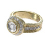 Diamond Floral Ribbed Band Ring 14k Yellow Gold 0.87CTW Womens 5.00