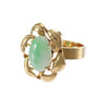 Oval Green Jadeite Jade Floral Cocktail Ring 14k Yellow Gold 5CTW Womens 5.25