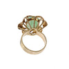 Oval Green Jadeite Jade Floral Cocktail Ring 14k Yellow Gold 5CTW Womens 5.25