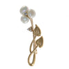 Lily Flower Baroque Pearl Diamond Brooch Pin 14k Yellow Gold Womens Vintage