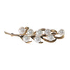 6mm Pearl Nature Tree Leaf Brooch Pin Solid 14k Yellow Gold 4.7g