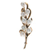 6mm Pearl Nature Tree Leaf Antique Brooch Pin Solid 14k Yellow Gold 4.7g