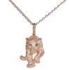 Vintage Effy Panther Emerald Diamond Pendant Necklace Solid 14k Rose Gold 8.2g