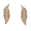 Fern Leaf Feather Stud Earrings 14k Yellow Gold 30mm Womens Vintage Estate