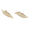 Fern Leaf Feather Stud Earrings 14k Yellow Gold 30mm Womens Vintage Estate